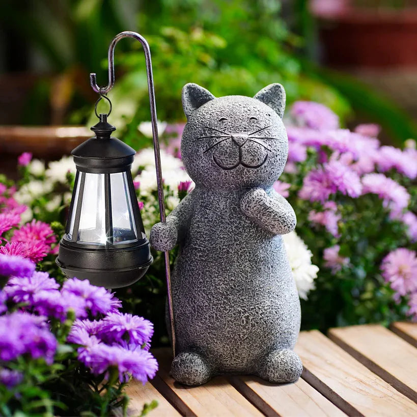 SolarWhisker – Solarbetriebene Katzenfigur mit LED-Kugel für Garten & Terrasse