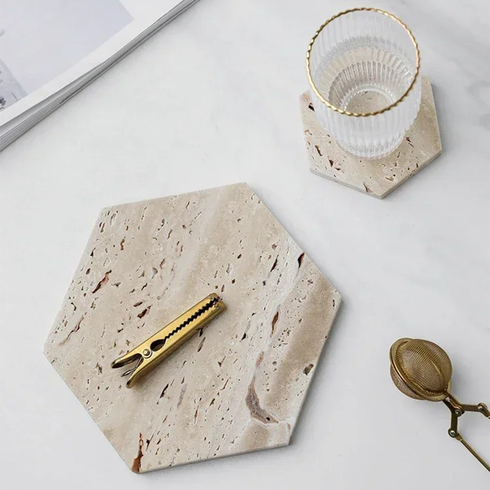 Natürliche Beige Marmor-Display-Schale