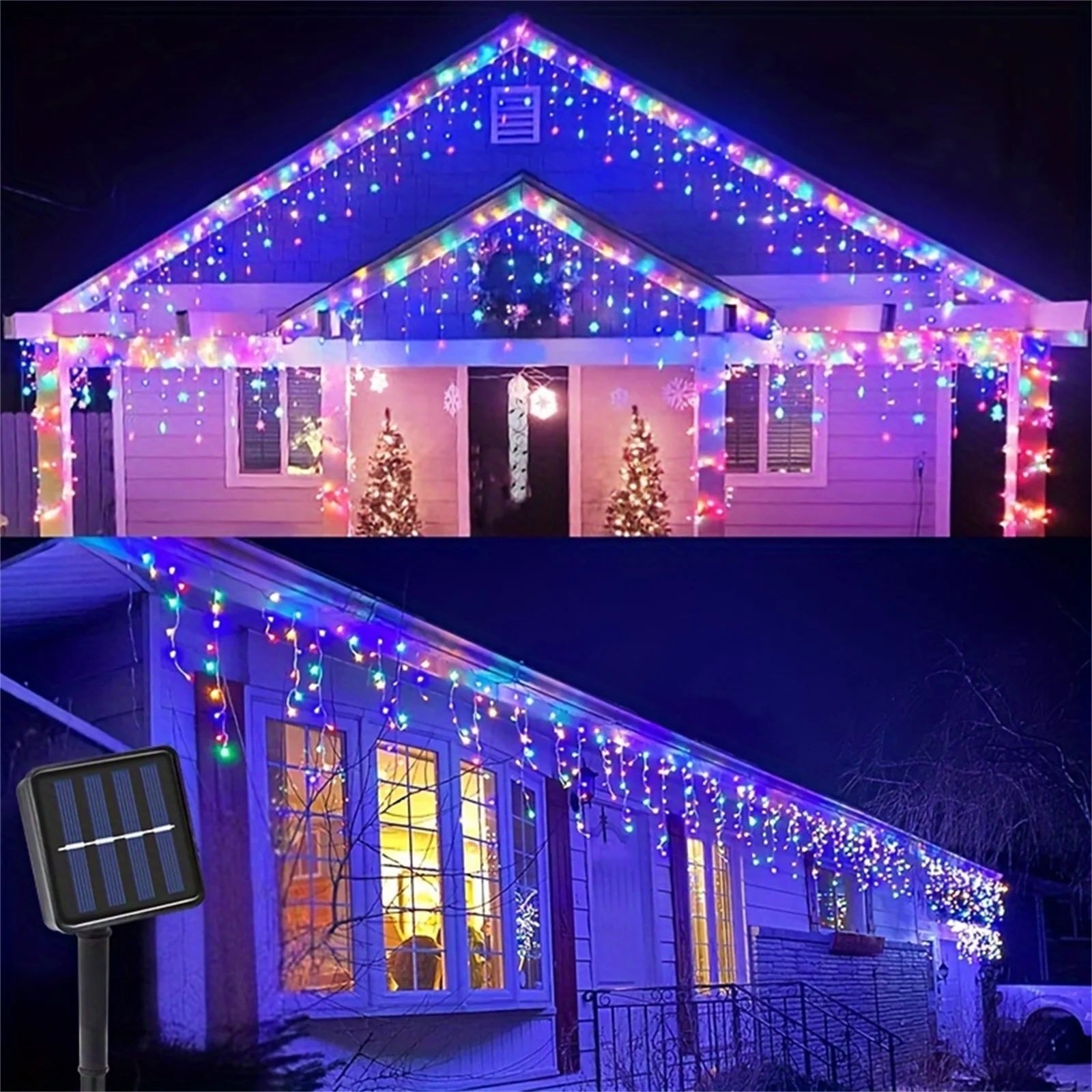 LumiCascade – Solarbetriebener LED-Lichtervorhang mit 96 warmweißen Lichternv