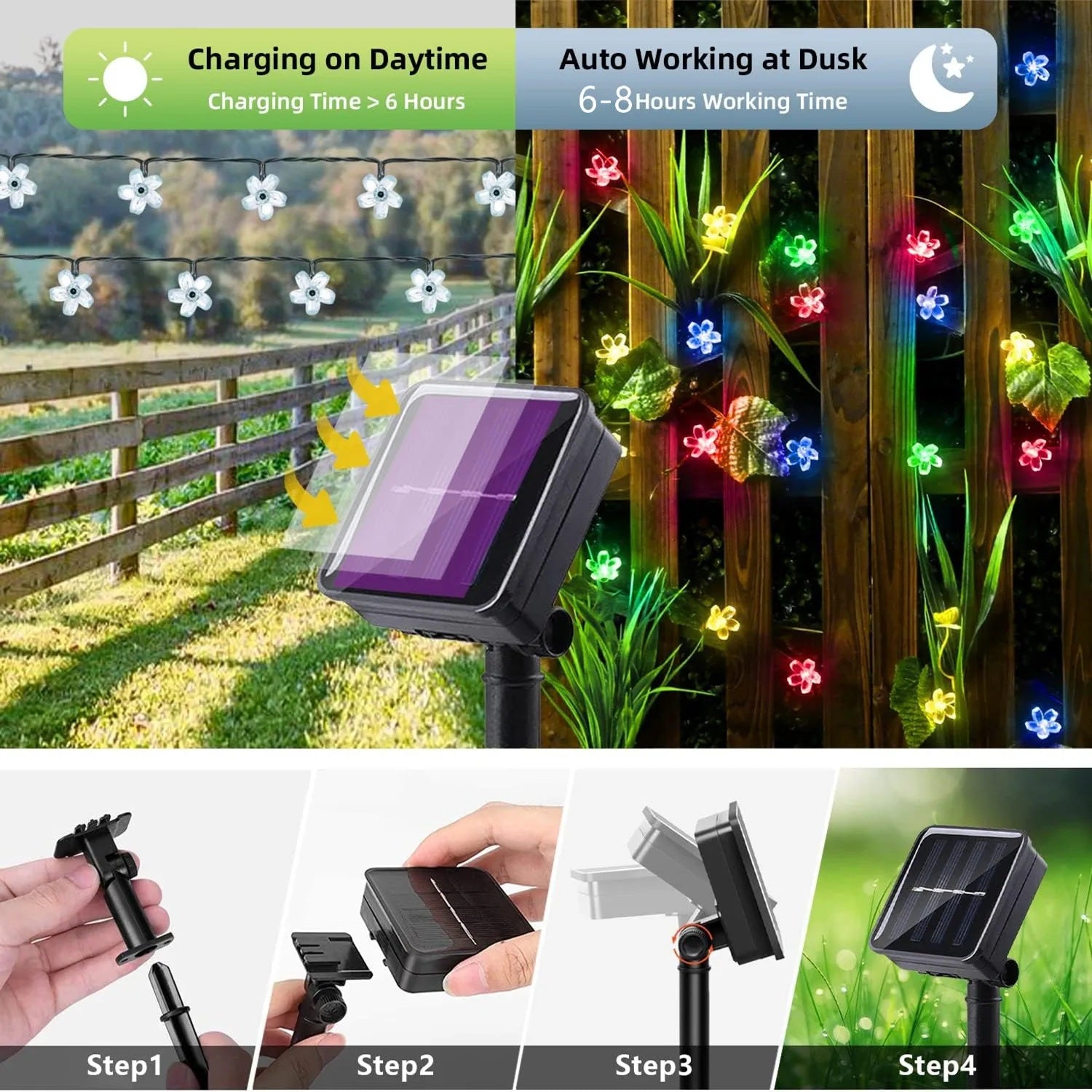 BlossomGlow Solar Sakura Lichterkette – LED Außenbeleuchtung für Garten & Feiertage