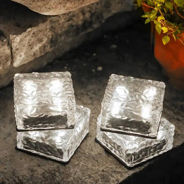 LumiBrick – Solar-Glas-Effekt-Ziegel-Leuchten (4er-Set)